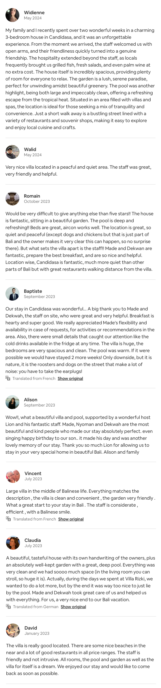 Reviews- AirBnB 2023 -2024